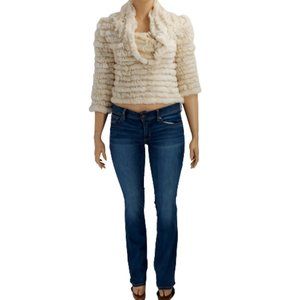 BCBGMAXAZRIA Rabbit Fur/Wool Blend Cowl Neck Top